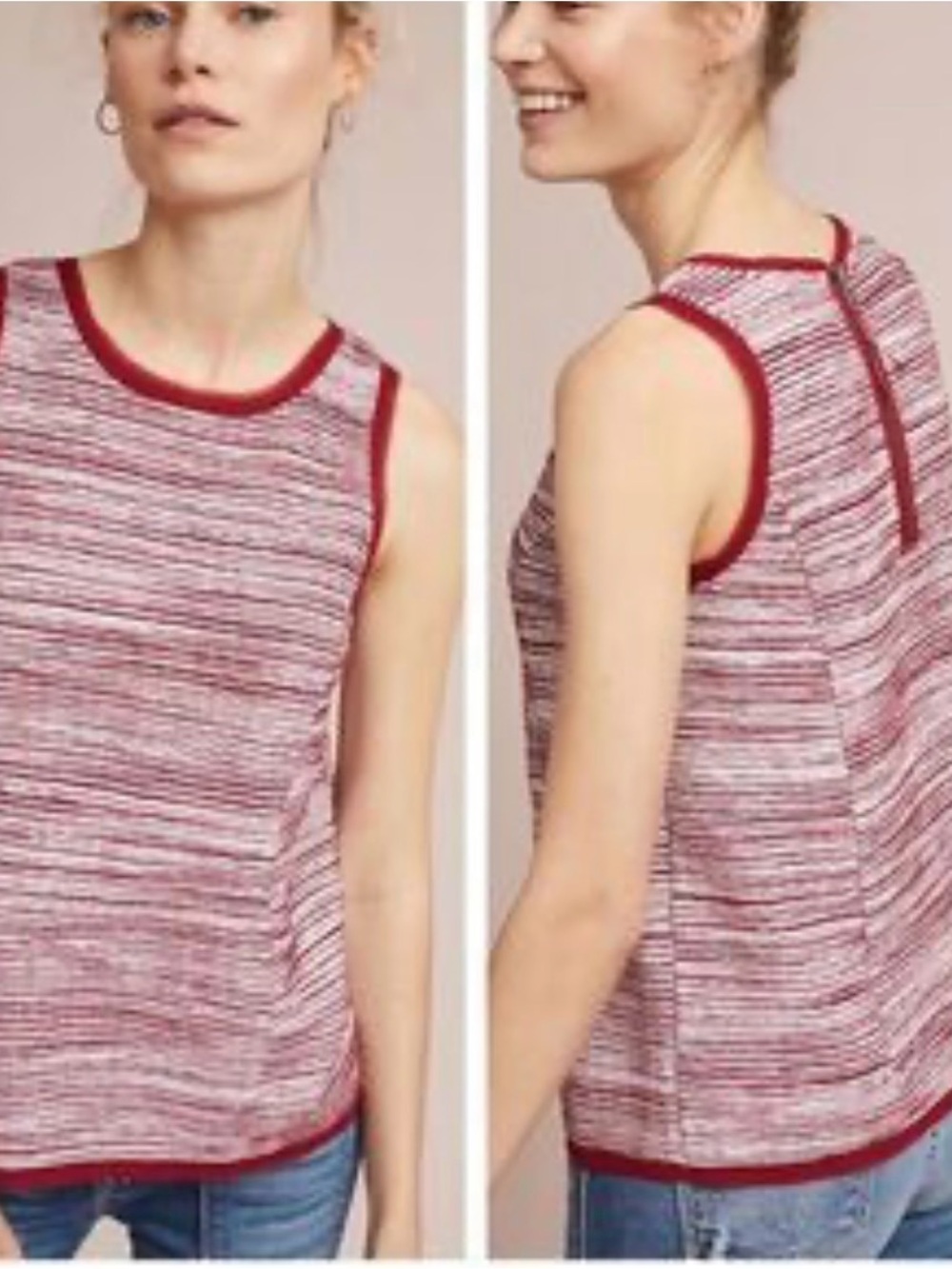 Anthropologie Red Space-Dyed Sleeveless Knit Tank